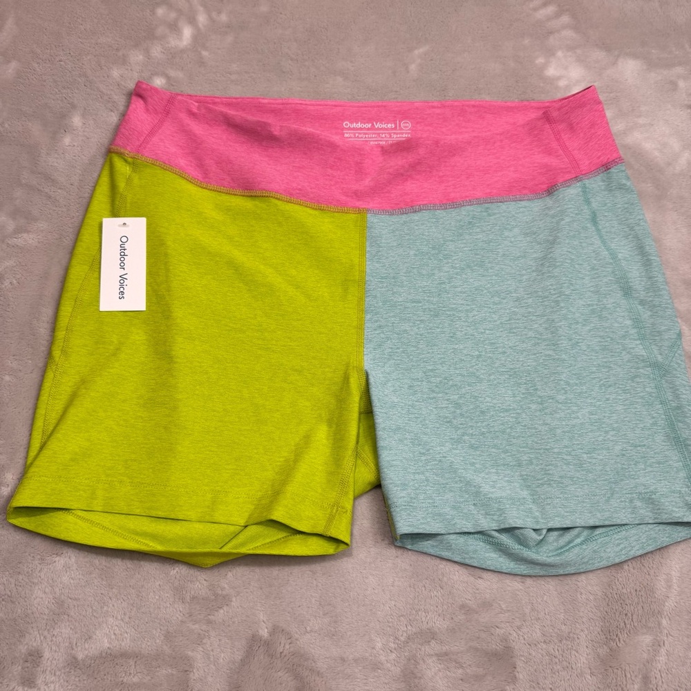 Outdoor Voices 5" Warmup Biker Shorts in Colorblock XXXL NWT